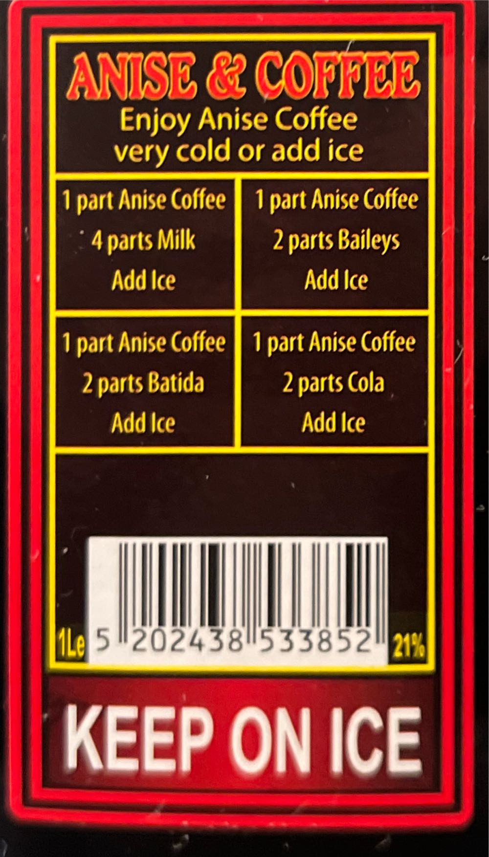 Anise Coffee Liquor  alcohol collectible [Barcode 5202438533852] - Main Image 2