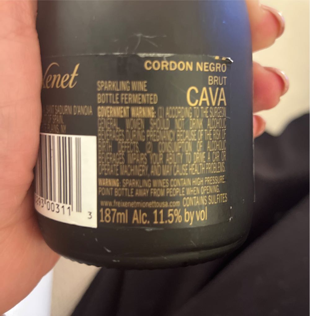 Freixenet Cordon Negro Brut  (187 mL) alcohol collectible [Barcode 033293003113] - Main Image 2
