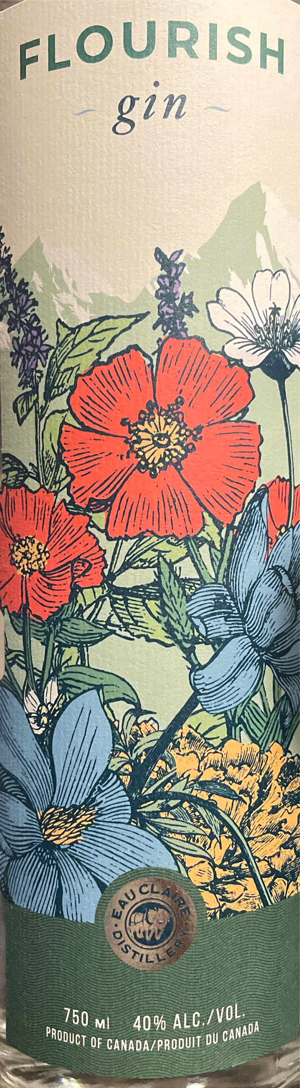 Flourish Gin Calgary - EAU Claire Distillery (750 mL) alcohol collectible [Barcode 628451493563] - Main Image 2