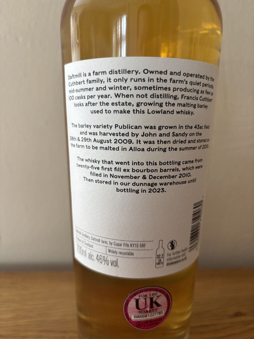 Daftmill Winter Batch Release 2010 - Daftmill Distillery (700 mL) alcohol collectible [Barcode 5060664610460] - Main Image 2