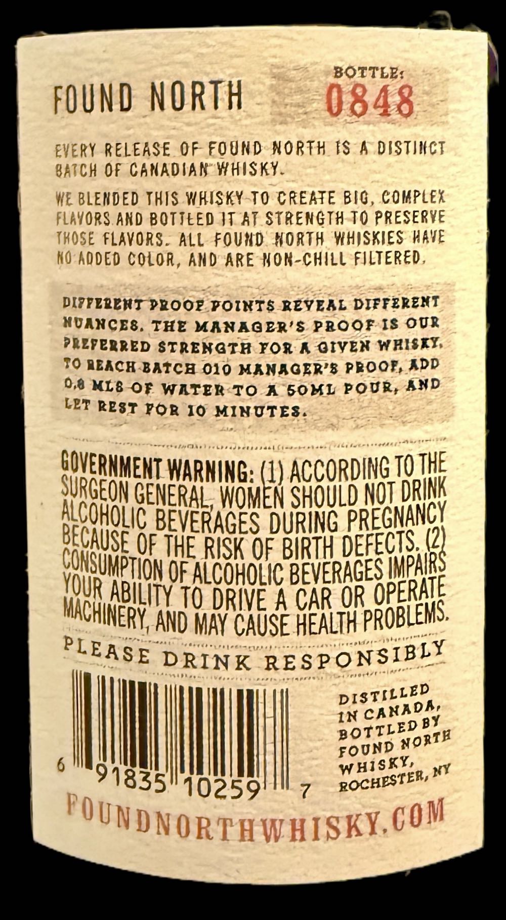 Found North Batch 010 - Found North Whisky (750 mL) alcohol collectible [Barcode 691835102597] - Main Image 4