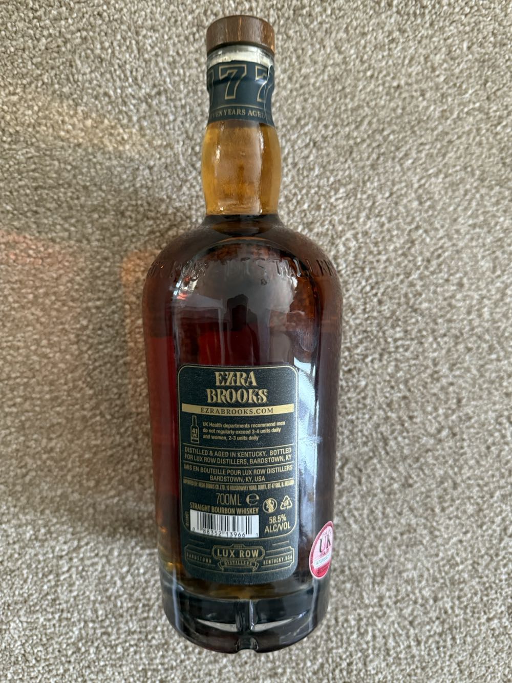 Old Ezra 7 Years Barrel Strength Bourbon Whiskey Straight Brooks Kentucky Cask 7yo - Lux Row Distillers alcohol collectible [Barcode 088352139661] - Main Image 2