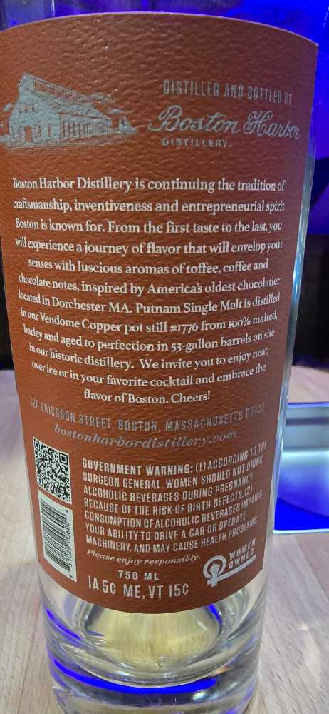 Putnam Whiskey - Boston Harbor (750 mL) alcohol collectible [Barcode 851020006004] - Main Image 2
