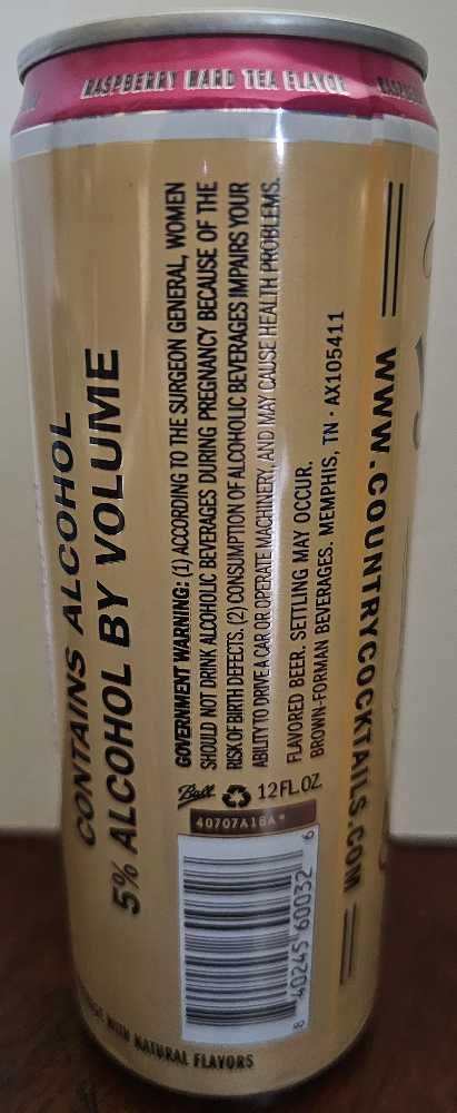 Raspberry Hard Tea - Brown Foreman Distillers, Memphis (12 FL OZ) alcohol collectible [Barcode 84027788] - Main Image 2
