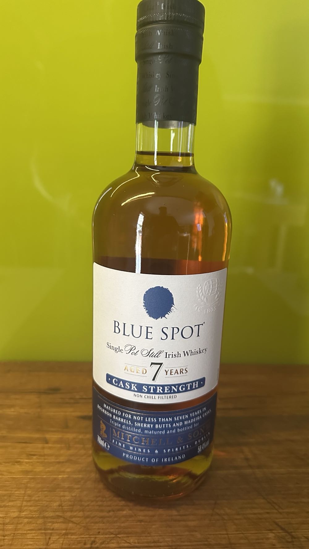 Blue Spot 7 Year Old Cask Strength Single Pot Still Irish Whiskey 700ml 591% 07l 7y Gb  (700 mL) alcohol collectible [Barcode 5011007013455] - Main Image 3