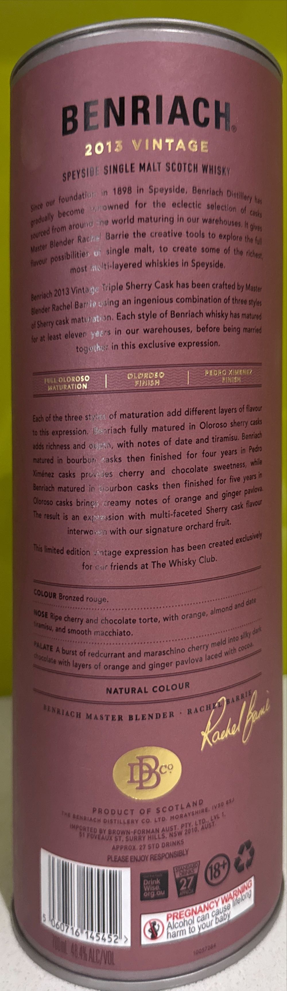 Benriach Single Malt Scotch Whisky - Benriach Distillery (700 mL) alcohol collectible [Barcode 5060716145452] - Main Image 3