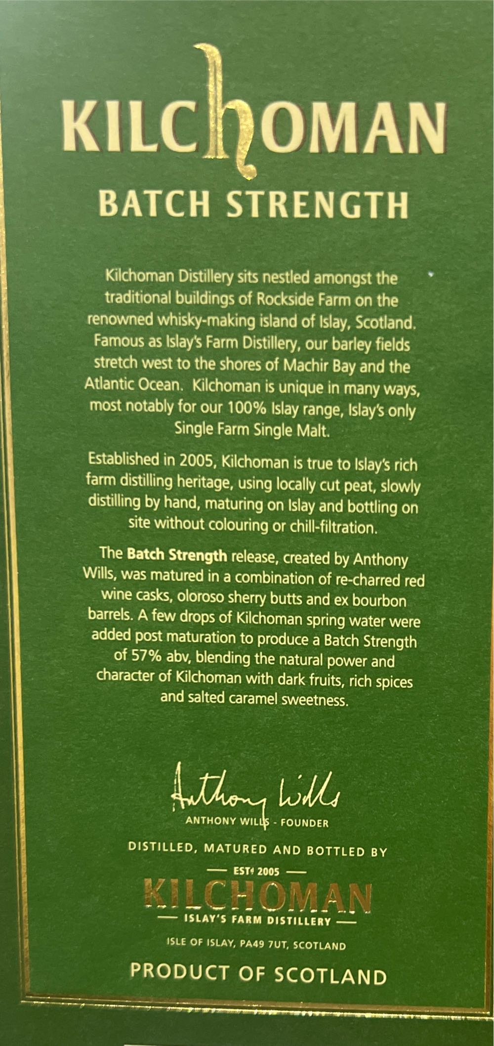 Kilchoman Batch Strength - Kilchoman Distillery (700 mL) alcohol collectible - Main Image 2