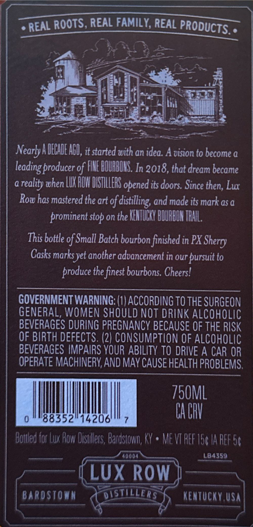Lux Row Small Batch Px Sherry Finish - Lux Row Distillers (750 mL) alcohol collectible [Barcode 088352142067] - Main Image 3