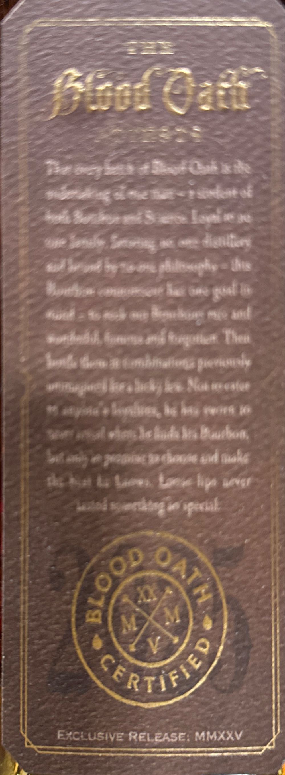 Blood Oath Pact No. 11 - Lux Row Distillers (750 mL) alcohol collectible [Barcode 088352143132] - Main Image 2