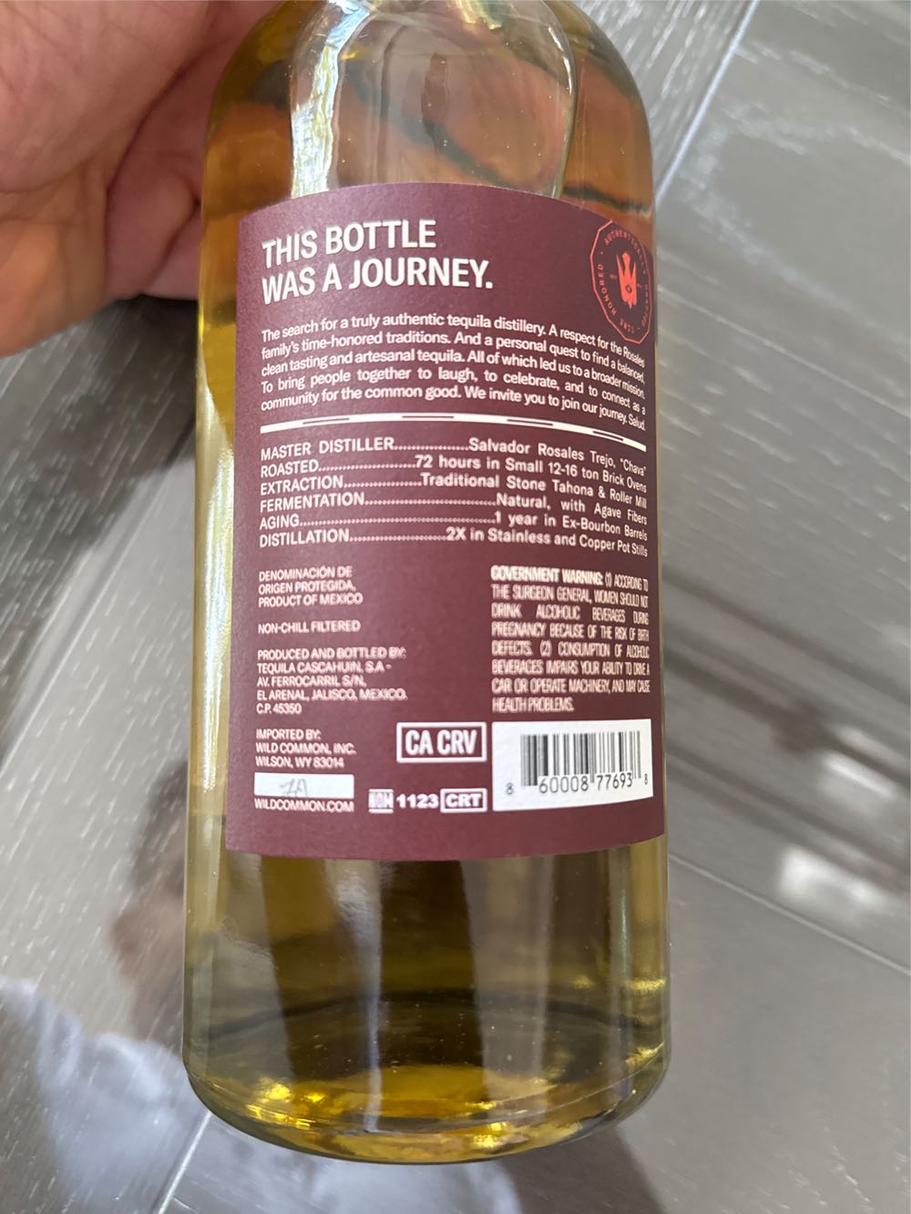 Wild Common Añejo Tequila - Nom 1123 (750 mL) alcohol collectible [Barcode 860008776938] - Main Image 2