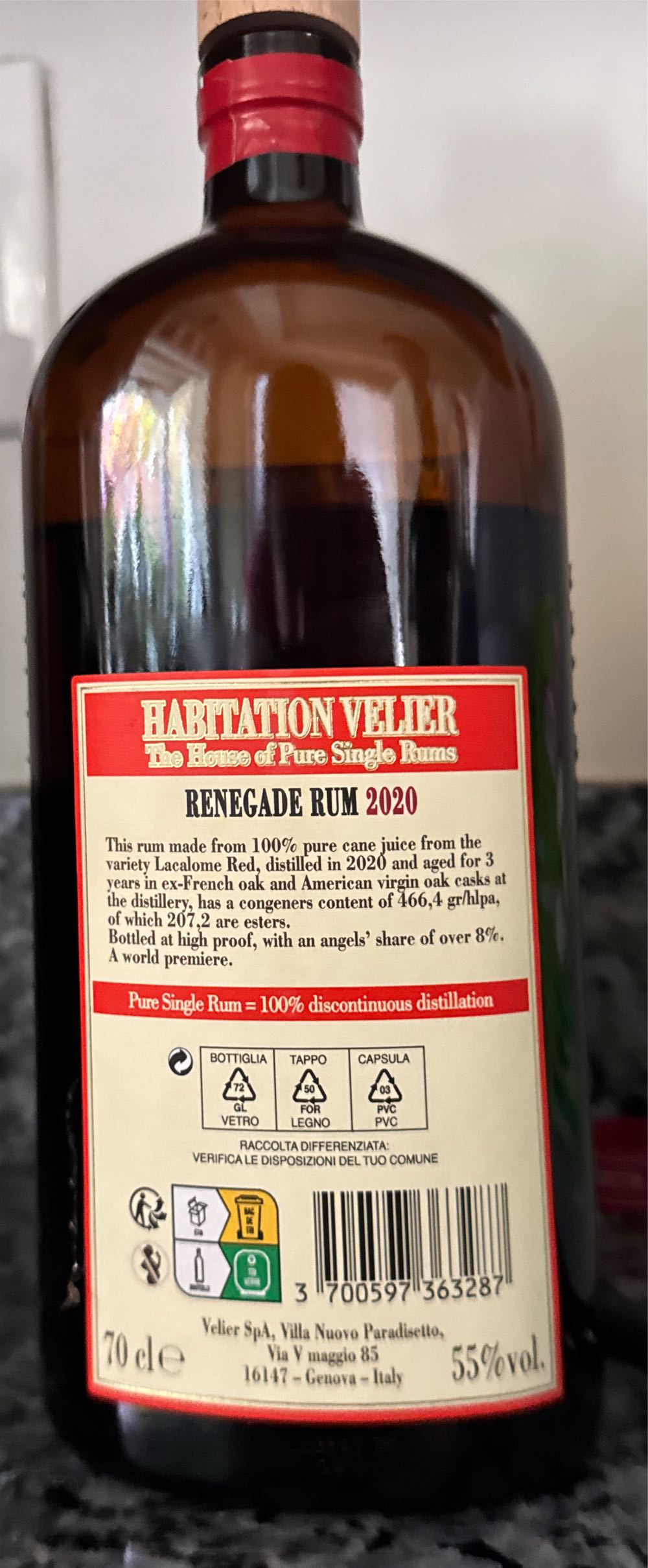 Habitation Velier Renegade - Habitation Velier alcohol collectible [Barcode 3700597363287] - Main Image 2