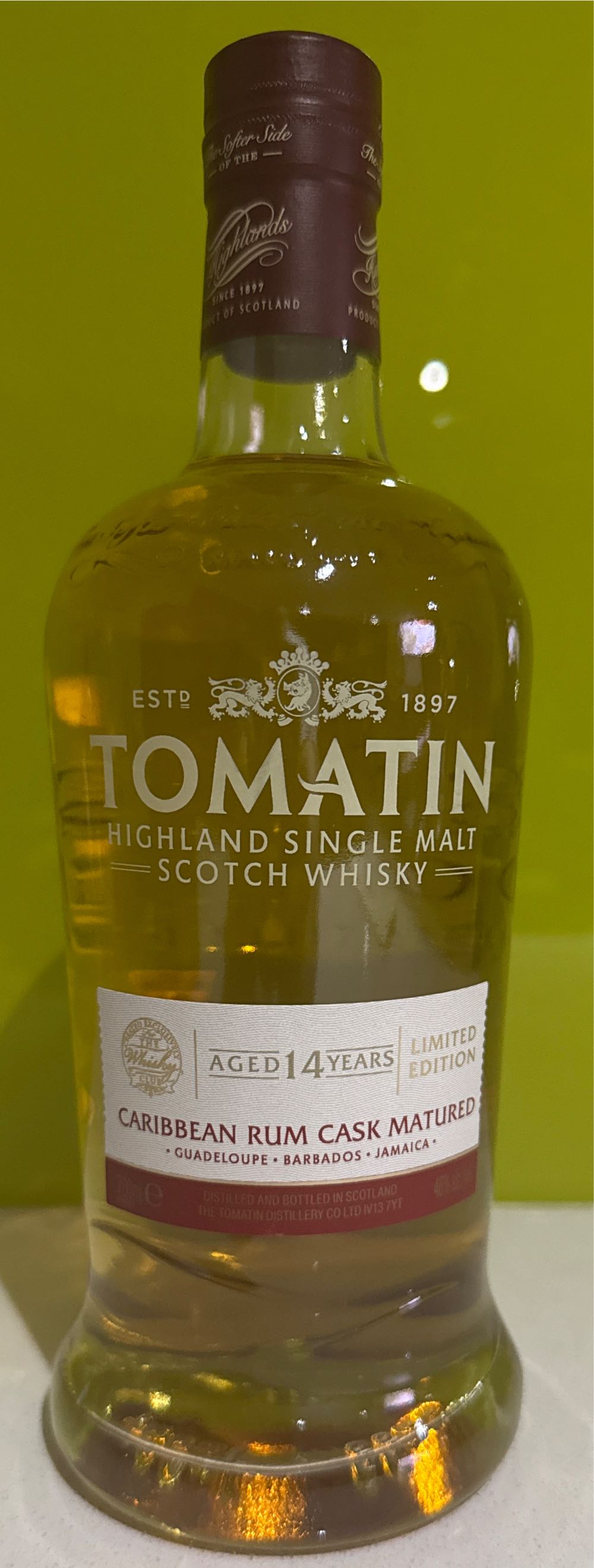 Tomatin 14 Yr Caribbean Rum Cask Matured - Tomatin (700 mL) alcohol collectible [Barcode 5018481101760] - Main Image 3