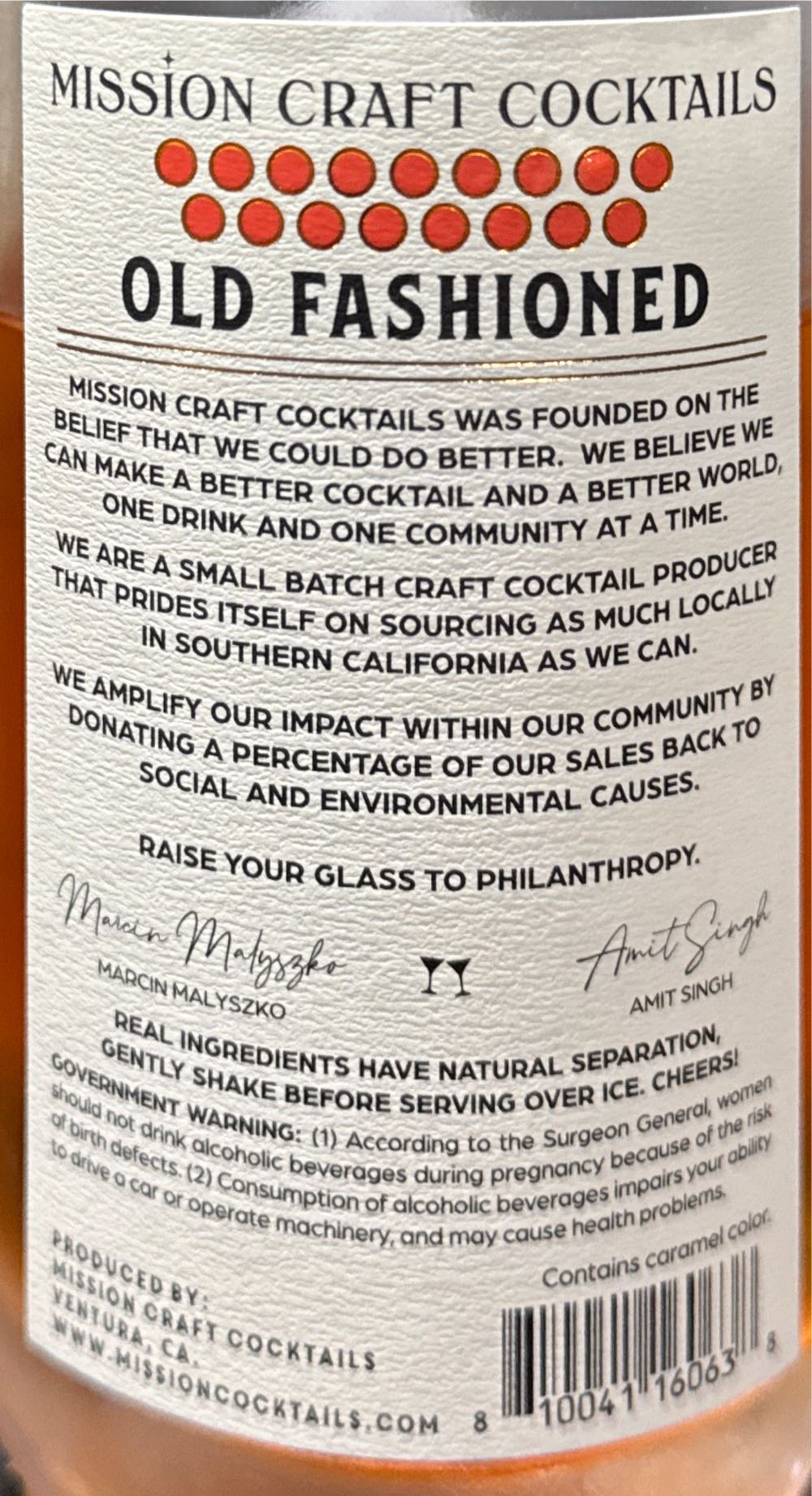 Mission Craft Cocktails Old Fashioned 375ml - Mission Craft Cocktails (375 mL) alcohol collectible [Barcode 810041160638] - Main Image 2