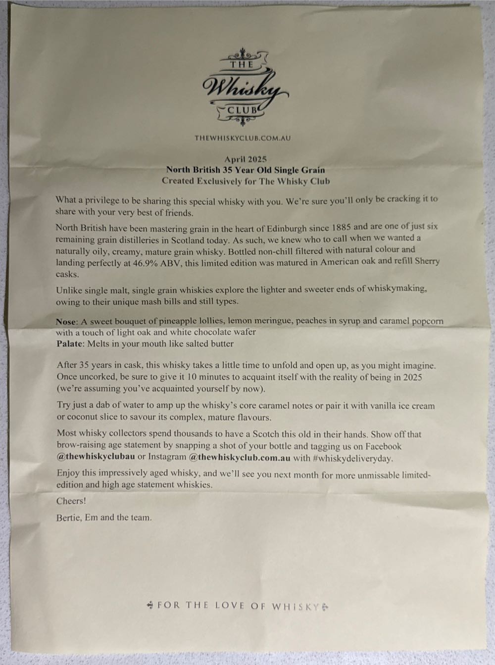 North British 35 Year Old Single Grain - North British Distillery (700 mL) alcohol collectible [Barcode 5052598313821] - Main Image 3