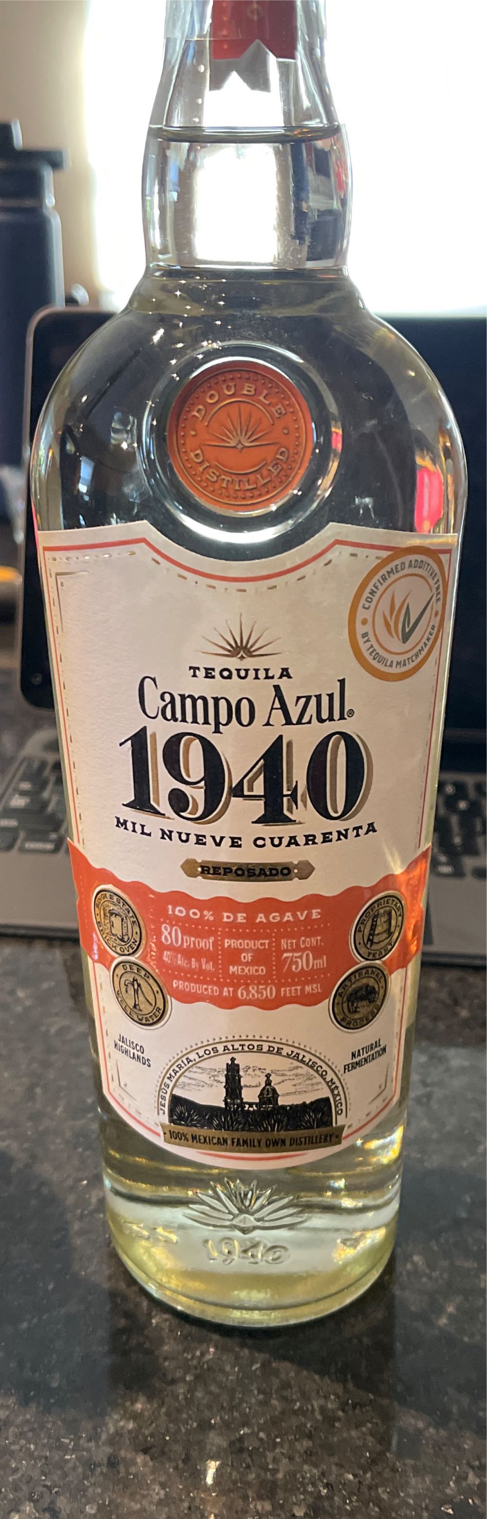 Campo Azul 1940 Reposado  (750 mL) alcohol collectible [Barcode 7503022261600] - Main Image 2