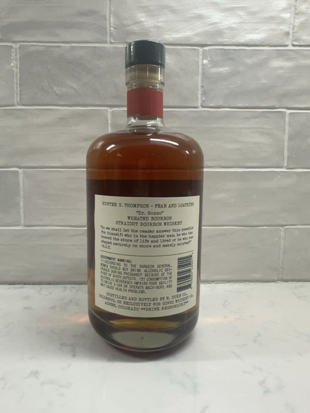 Fear and Loathing “ Dr. Gonzo” Wheated Bourbon - Gonzo Whiskey Co (750 mL) alcohol collectible [Barcode 850065435015] - Main Image 2
