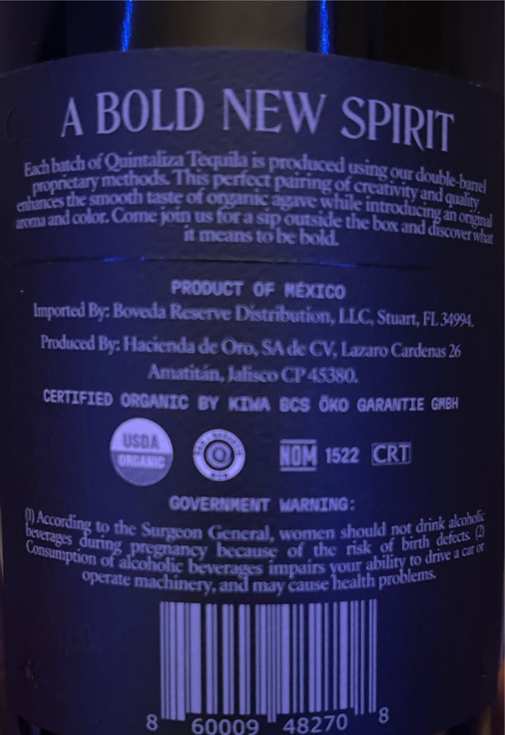Quintaliza - Reposado - NOM 1522 (750 mL) alcohol collectible [Barcode 860009482708] - Main Image 3
