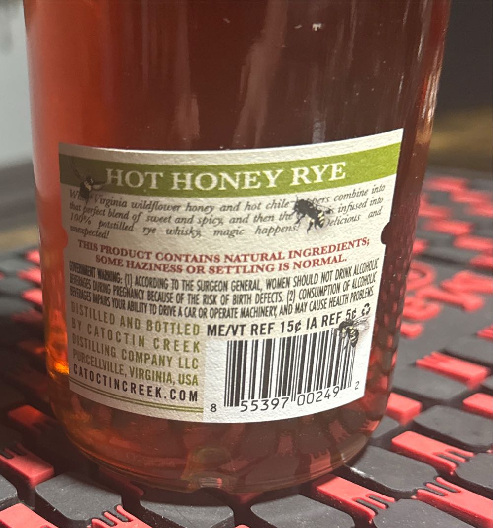 Catoctin Creek Hot Honey Rye Whiskey - Catoctin Creek (750 mL) alcohol collectible [Barcode 855397002492] - Main Image 2