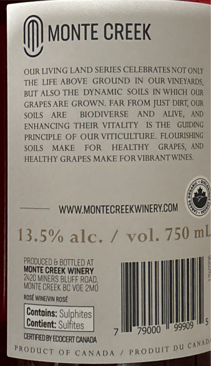 Monte Creek Rosé - Monte Creek Winery (750 mL) alcohol collectible [Barcode 779000999095] - Main Image 2