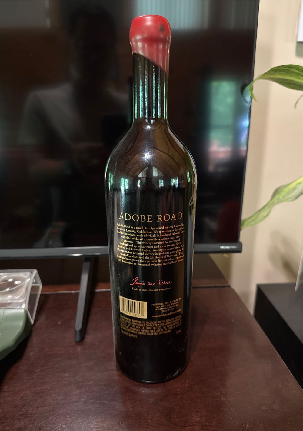 Autographed Wine Bottle - Adobe Road (75 mL) alcohol collectible [Barcode 890937001603] - Main Image 2
