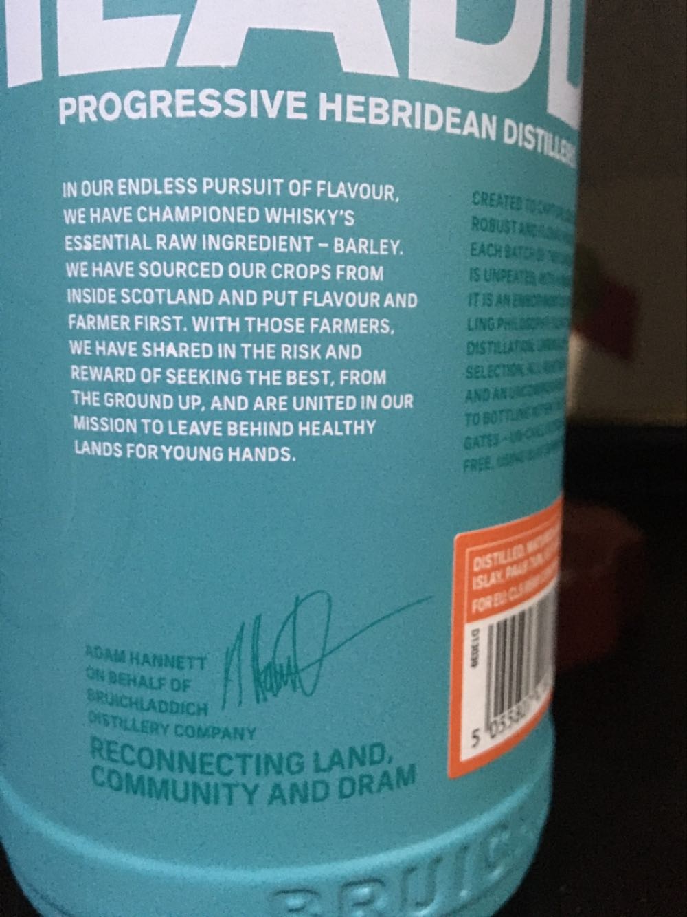 Bruichladdich The Classic Laddie Sherry Cask Edition 0.70 Liter  alcohol collectible [Barcode 5055807418010] - Main Image 3