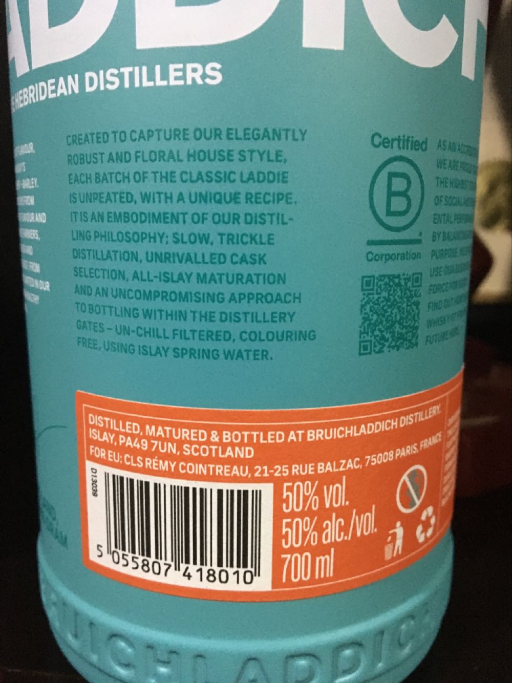 Bruichladdich The Classic Laddie Sherry Cask Edition 0.70 Liter  alcohol collectible [Barcode 5055807418010] - Main Image 4