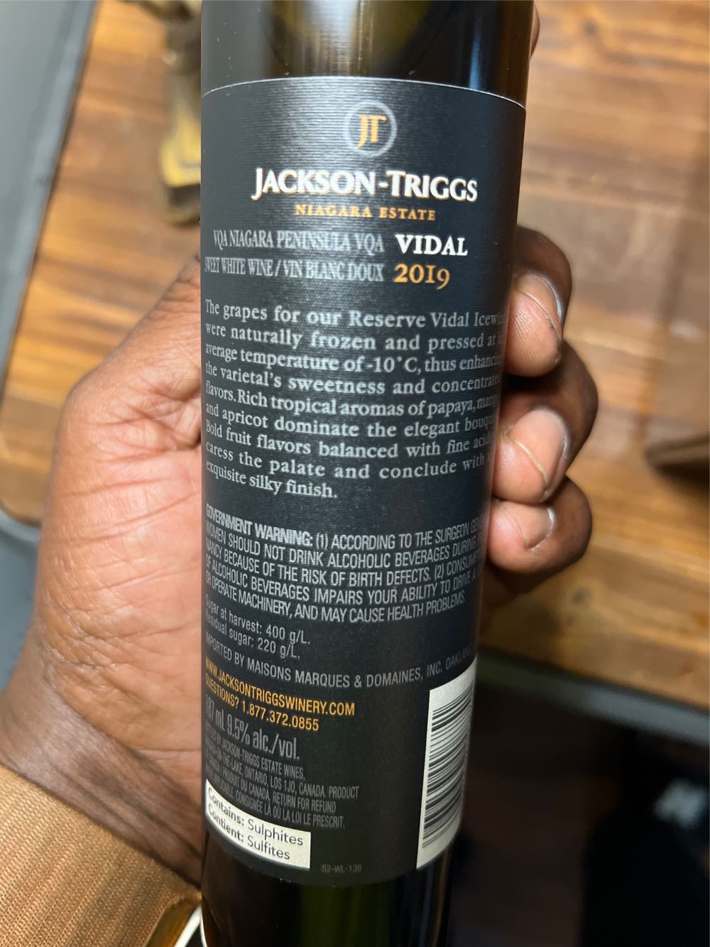 Jackson Triggs Vidal Ice Wine Niagara Peninsula 187ml - Maisons Marques &  Domaines Inc (187 mL) alcohol collectible [Barcode 063657008751] - Main Image 2