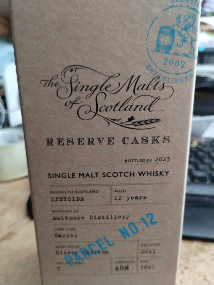 Aultmore Parcel No.12 12 Year Old - Aultmore Distillery (700 mL) alcohol collectible [Barcode 5060880928882] - Main Image 3