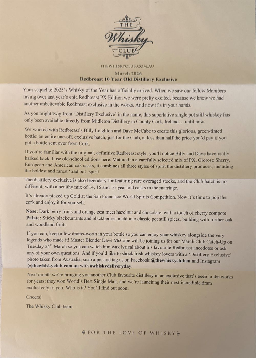 Redbreast 10 Year Old Distillery Edition - Irish Distillers Ltd. (700 mL) alcohol collectible [Barcode 5011007026523] - Main Image 5