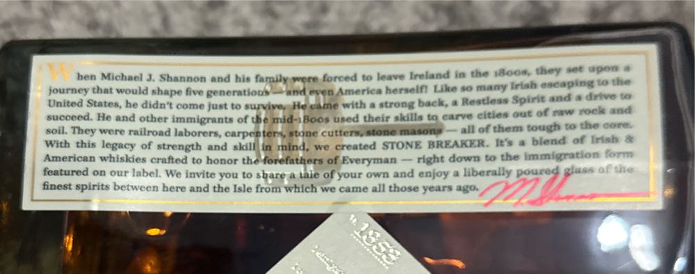 Stone Breaker Blended Whiskey - Restless Spirits Distillery Co (750 mL) alcohol collectible [Barcode 863692000204] - Main Image 2