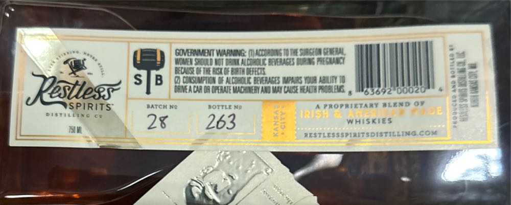 Stone Breaker Blended Whiskey - Restless Spirits Distillery Co (750 mL) alcohol collectible [Barcode 863692000204] - Main Image 3