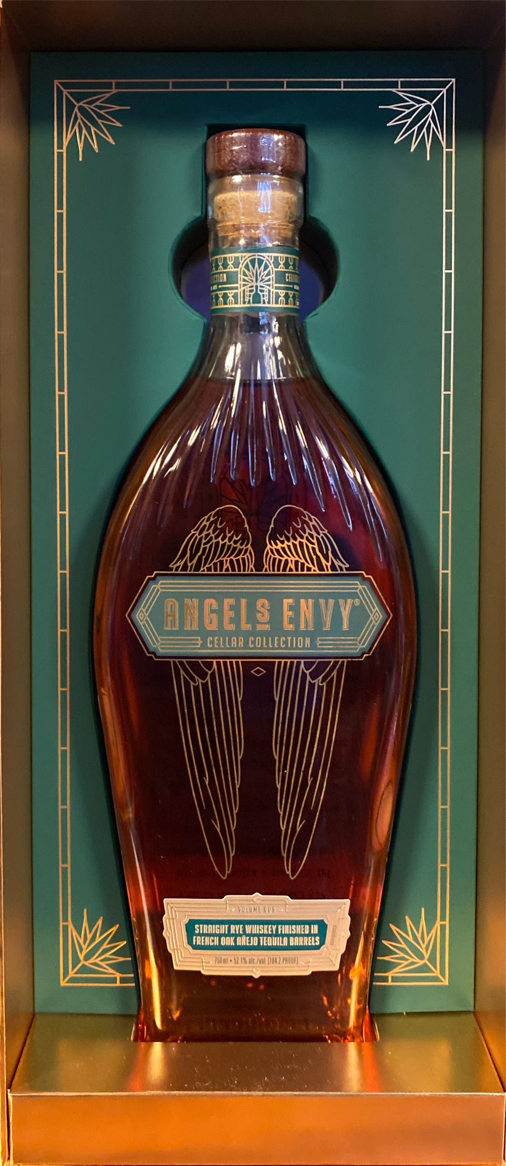 Angel’s Envy Cellar Collection Vol. 5 Straight Rye Anejo Tequila Angels Whiskey Volume French Oak 750ml Series Finished  (750 mL) alcohol collectible [Barcode 080480989644] - Main Image 2