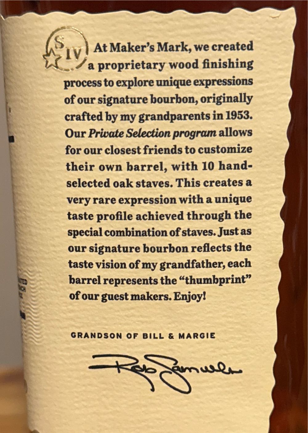 Makers Mark Private Selection - Maker’s Mark Distillery, Inc. (750 mL) alcohol collectible [Barcode 085246500460] - Main Image 4