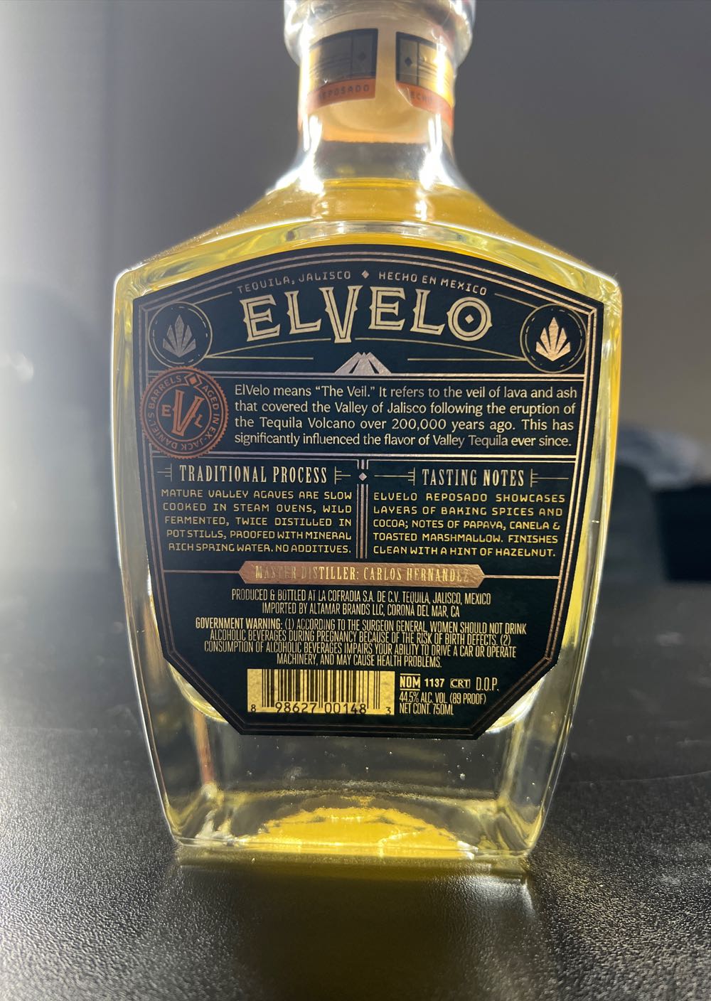 Elvelo Reposado Tequila Reposado 750ml - La Cofradia S.A. DE C.V. (750 mL) alcohol collectible [Barcode 898627001483] - Main Image 2