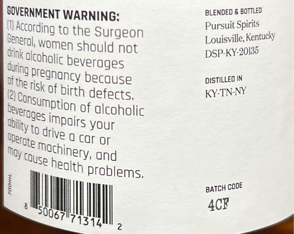 Pursuit United Double Oak - Pursuit Spirits (750 mL) alcohol collectible [Barcode 850067713142] - Main Image 3