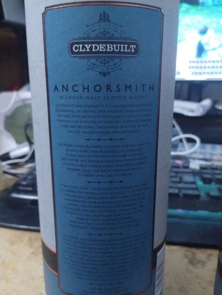 Clydebuilt Anchorsmith - Ardgowan Distillery (700 mL) alcohol collectible [Barcode 5060525640377] - Main Image 3