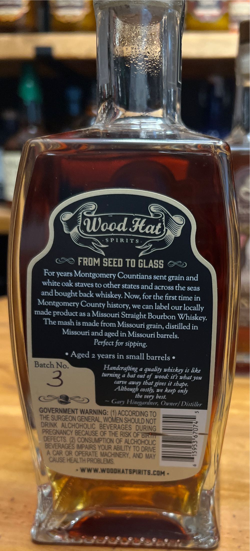 Wood Hat Montgomery County Missouri Straight Bourbon Whiskey - Wood Hat Distillery (750 mL) alcohol collectible - Main Image 2
