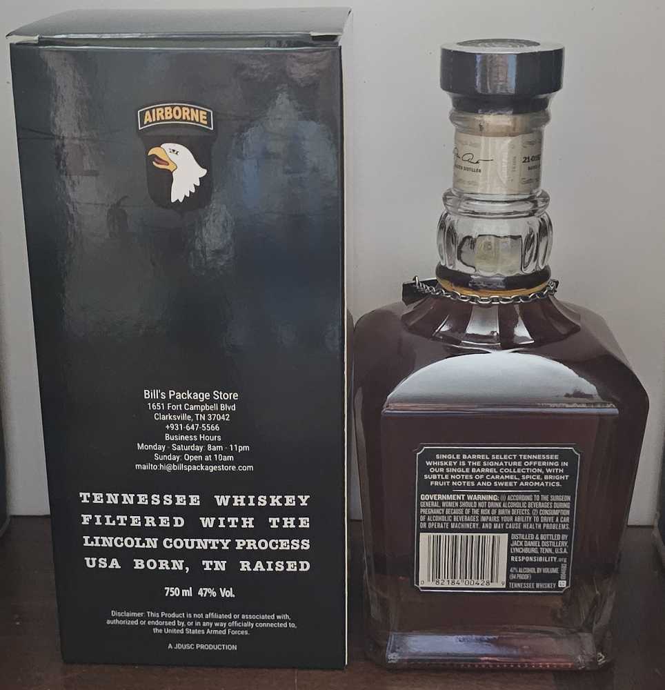 Single Barrel Select (Honor of Screaming Eagles) - Jack Daniel Distillery (750 mL) alcohol collectible [Barcode 082184004289] - Main Image 3