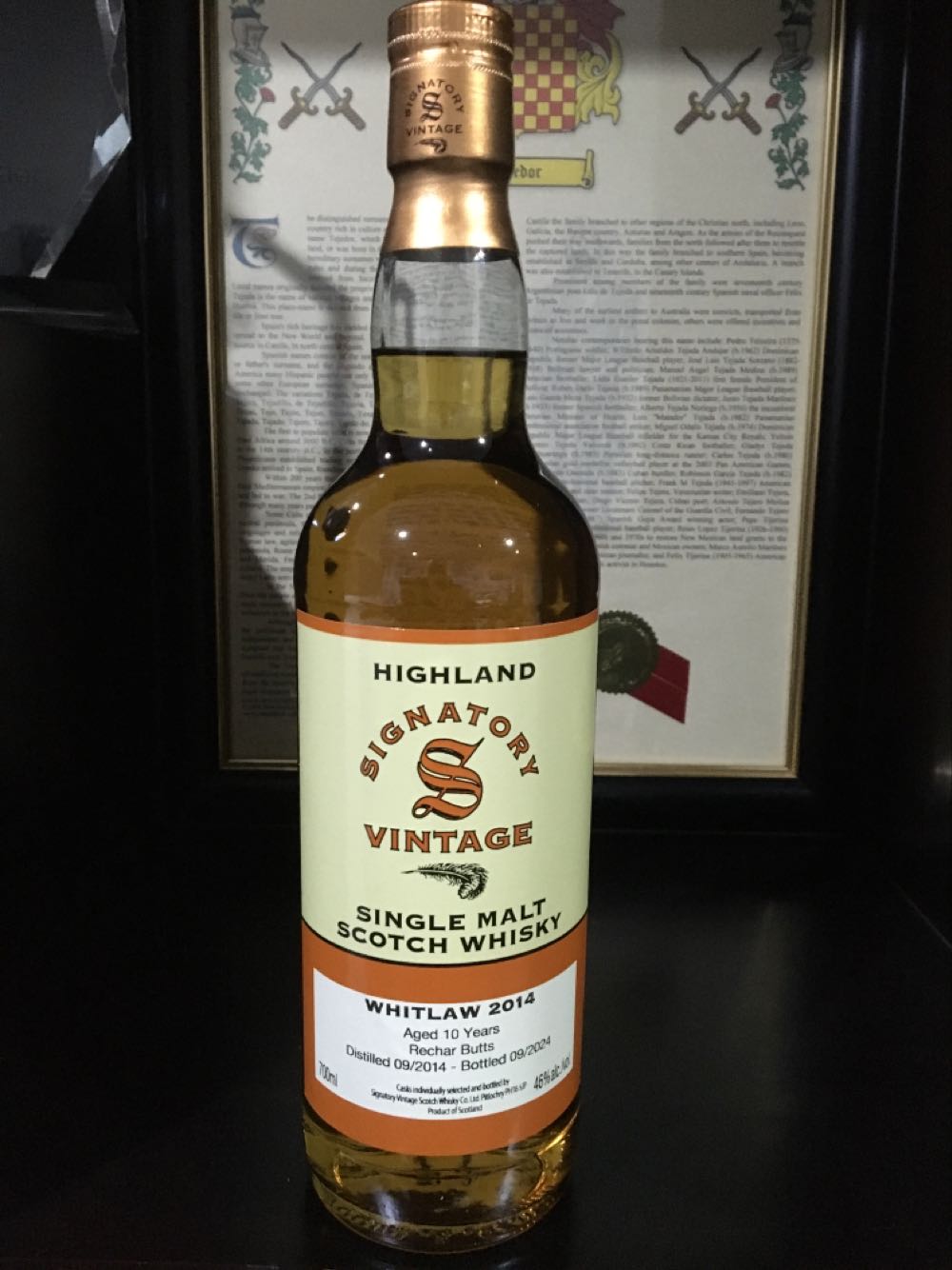 Signatory Whitlaw 10 Jahre Rechar Signatory 2024 Whisky Single Malt 07l  (700 mL) alcohol collectible [Barcode 5021944127047] - Main Image 3