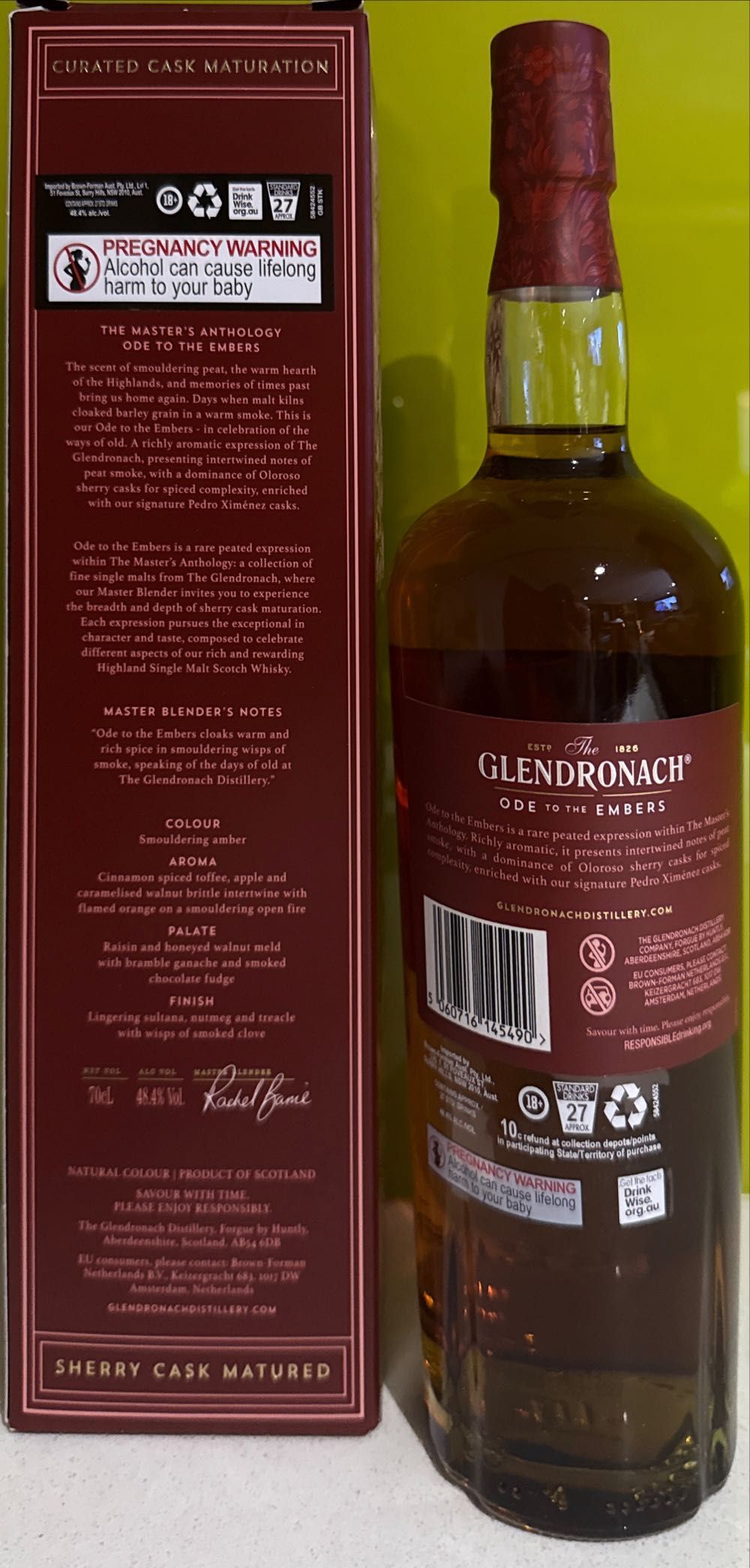 The Glendronach Ode To The Embers  Sherry & Smoke Whisky - Glendronach Distillery (700 mL) alcohol collectible [Barcode 5060716145490] - Main Image 2