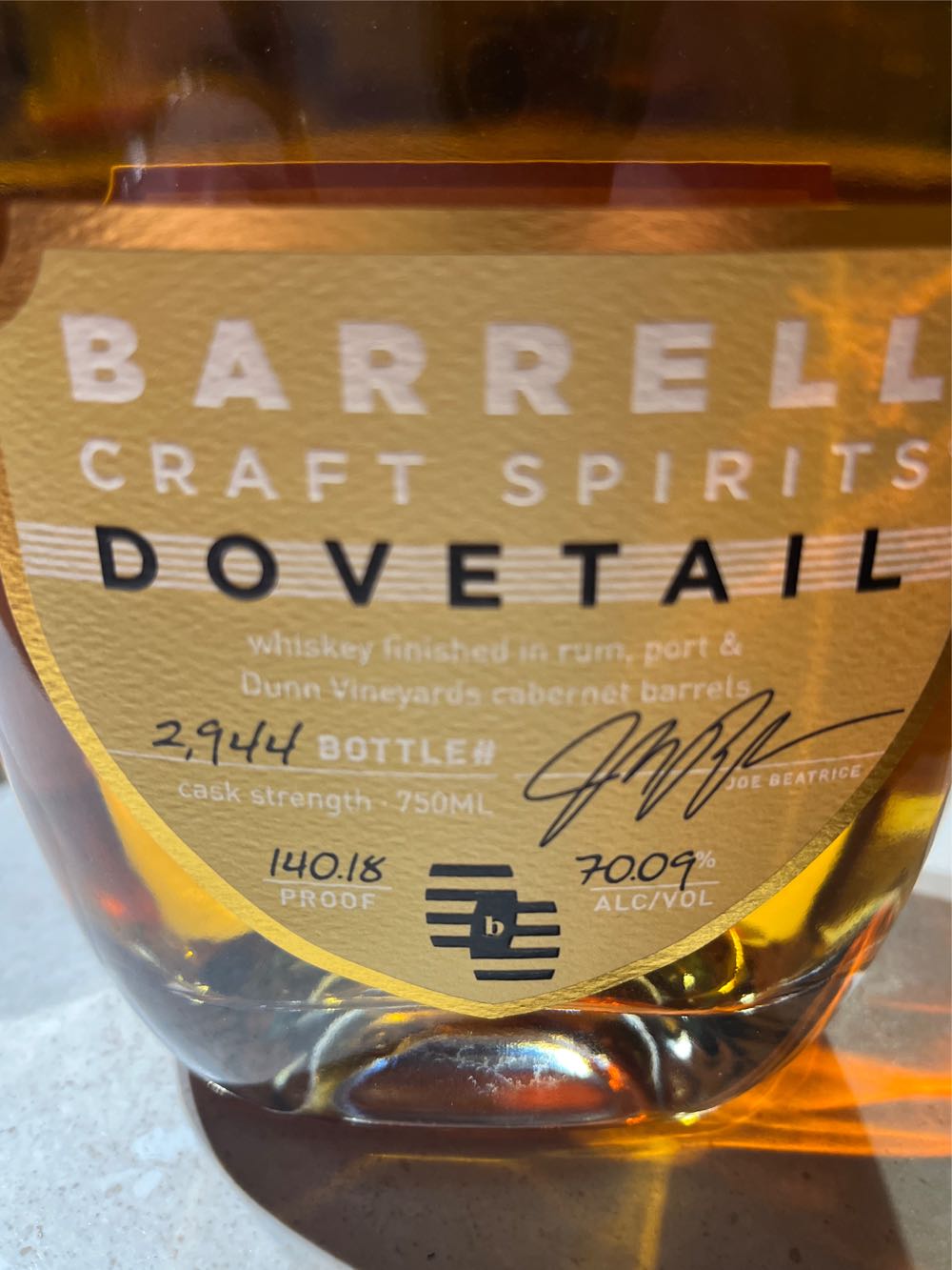 Barrell Gold Label Dovetail Whiskey Hazmatt  alcohol collectible [Barcode 736040005773] - Main Image 3