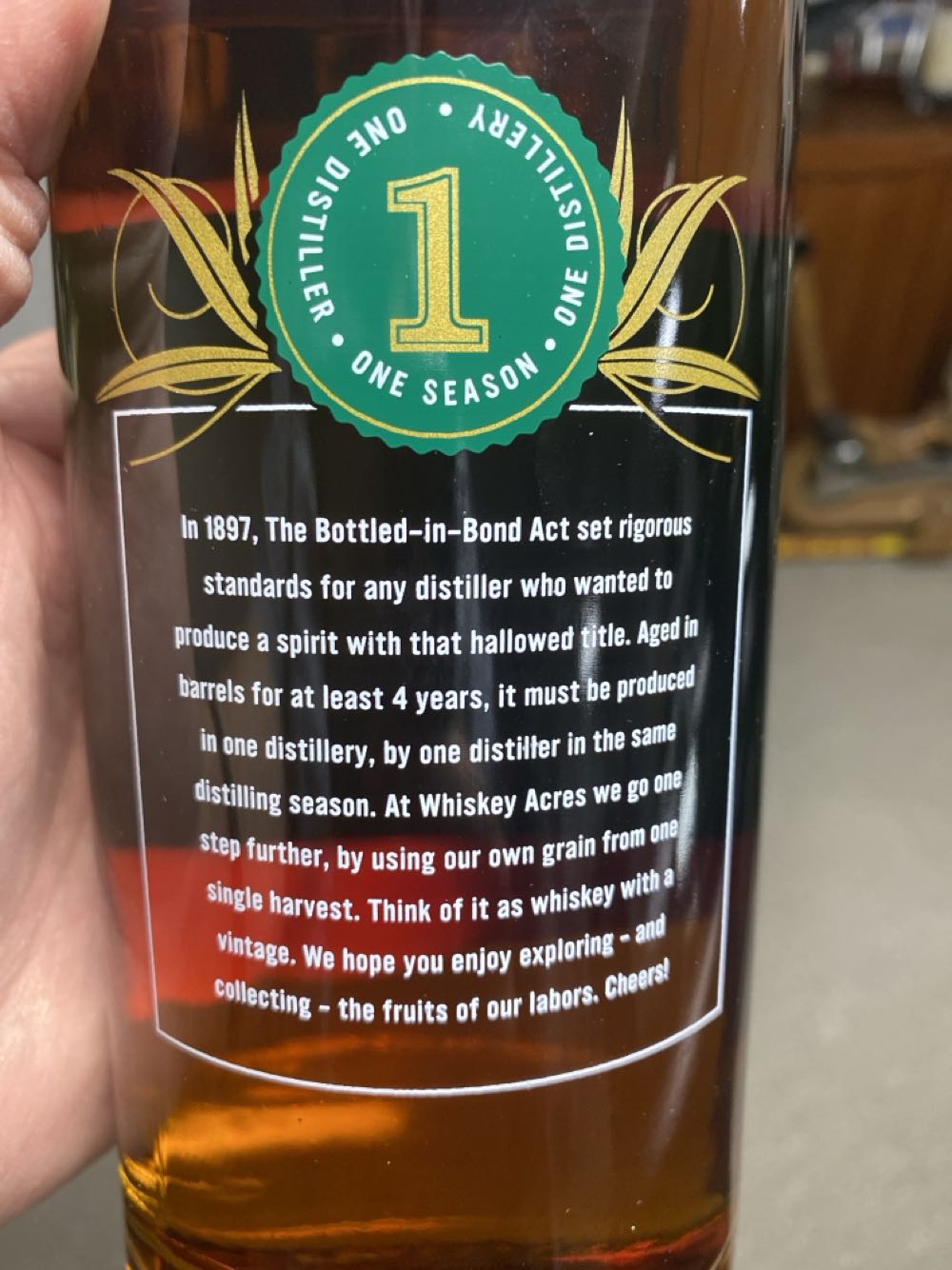 Straight Rye Whiskey Acres Straight Bottled In Bond - Whiskey Acres Distilling Co. alcohol collectible [Barcode 787790846161] - Main Image 2