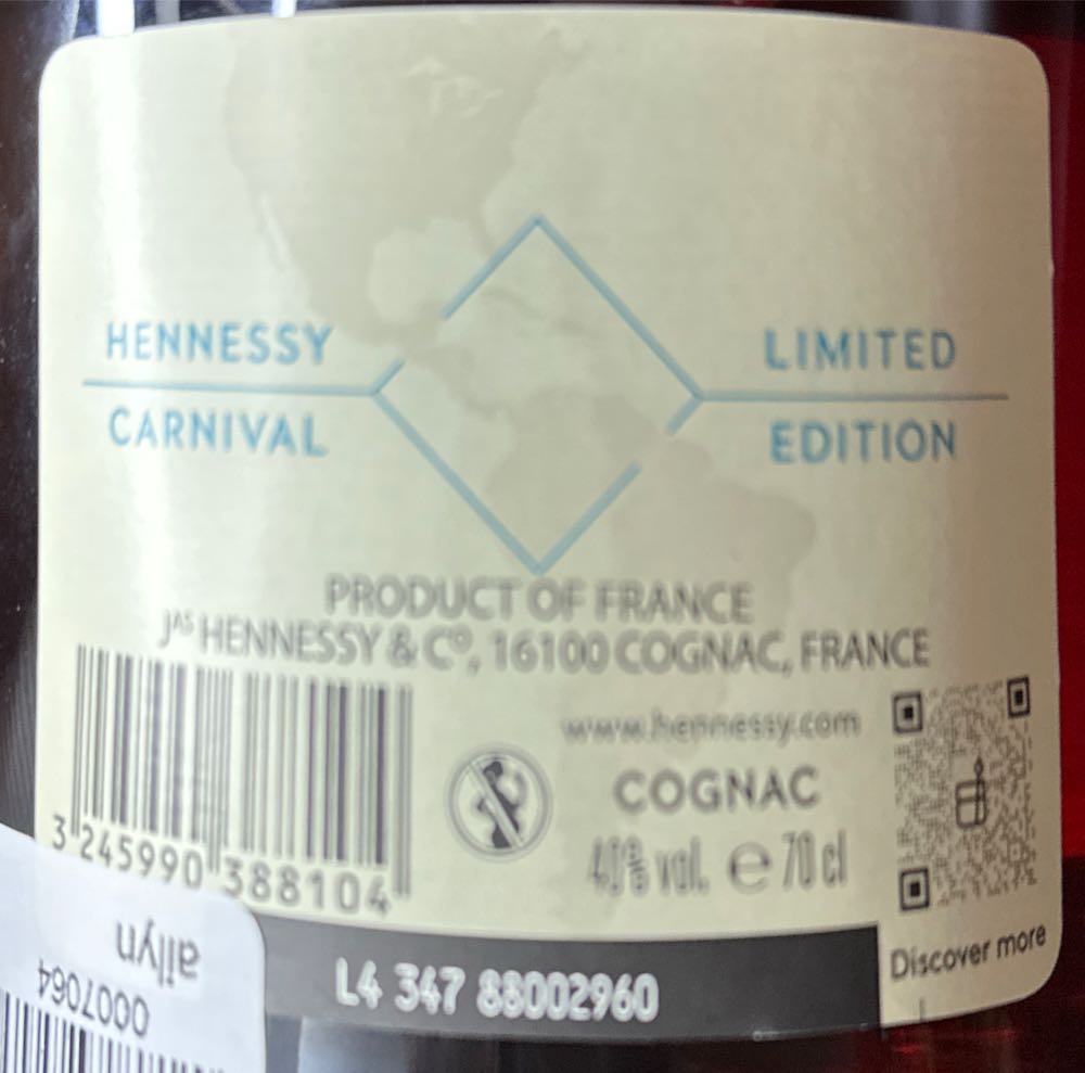 Hennessy Vs Carnival Edition 70 Cl Cognac - JAs Hennessy & Co (700 mL) alcohol collectible [Barcode 3245990388104] - Main Image 3