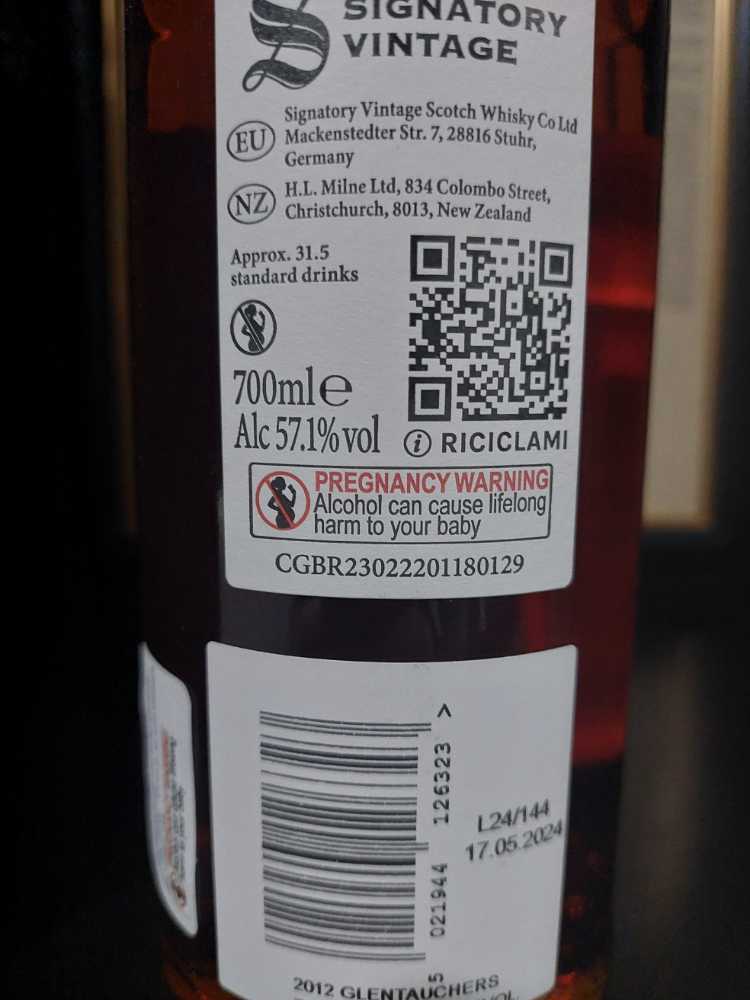 Signatory 12 Year Old 100 Proof Glentauchers Signatory Glentauchers 12 Y.o. Gift Edition #18 Vintage 2024 Jahre – Ean Yo  (700 mL) alcohol collectible [Barcode 5021944126323] - Main Image 3