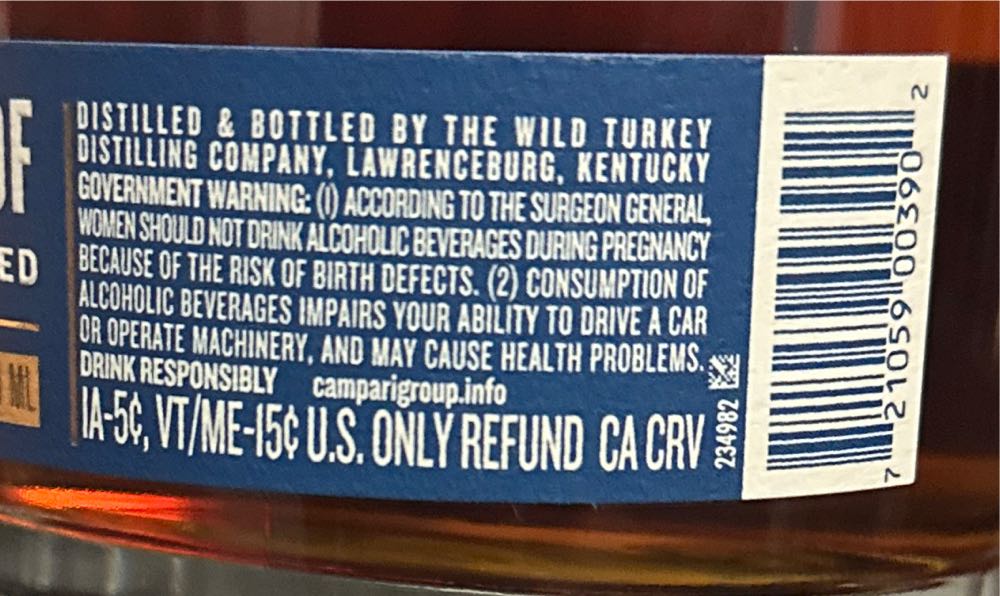Russell’s Reserve 13 Year (Batch 6) - Wild Turkey Distilling Co. (750 mL) alcohol collectible [Barcode 721059003902] - Main Image 3