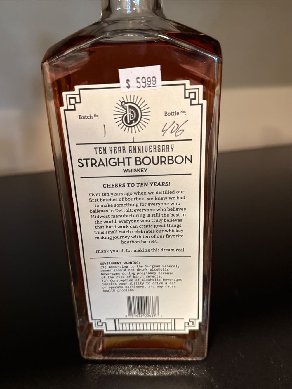 Detroit City X Anniversary Bourbon 750ml 100 - Detroit City Distillery (750 mL) alcohol collectible [Barcode 851436006377] - Main Image 2