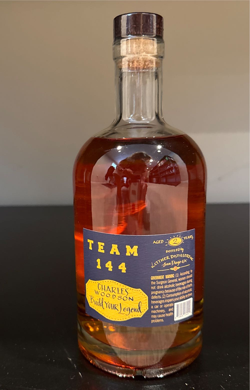 Woodson Team 144 Bourbon Whiskey - Kettner Distilling - San Diego, CA (750 mL) alcohol collectible [Barcode 850019174229] - Main Image 2