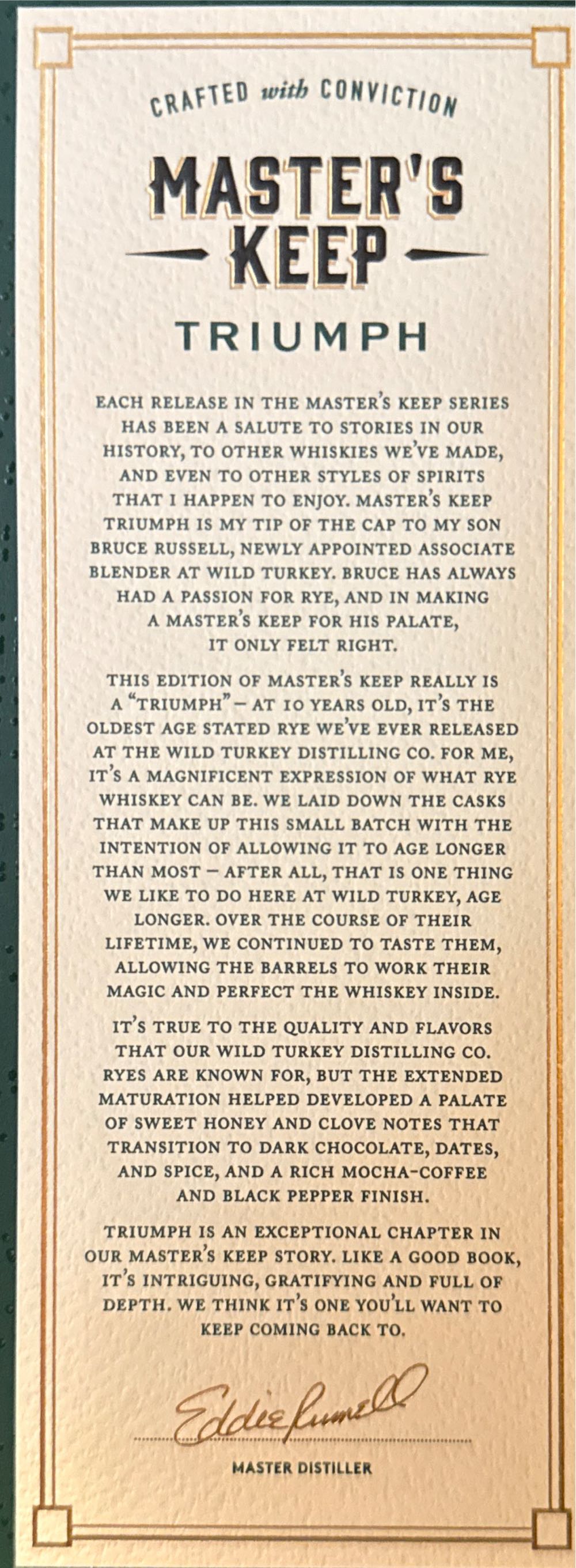 Wild Turkey Triumph - Wild Turkey Distillery (750 mL) alcohol collectible - Main Image 3