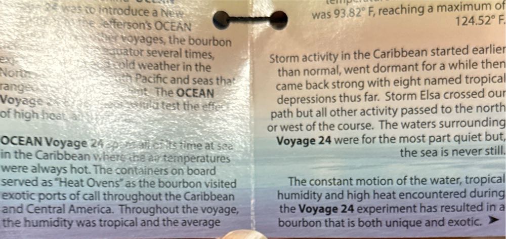 Jefferson’s Ocean Aged At Sea Voyage 24 - McLain and Kyne distillery (750 mL) alcohol collectible [Barcode 40300001753467] - Main Image 4