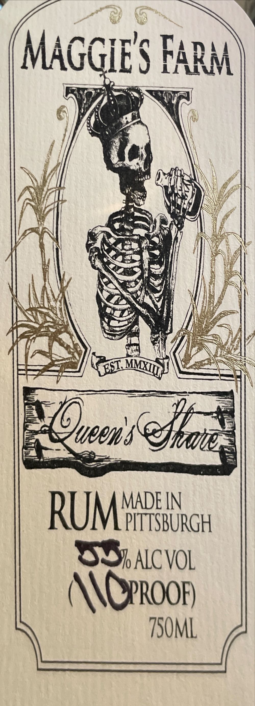Maggie’s Farm Queen’s Share Rum - Allegheny Distilling LLC (750 mL) alcohol collectible [Barcode 862210000092] - Main Image 2